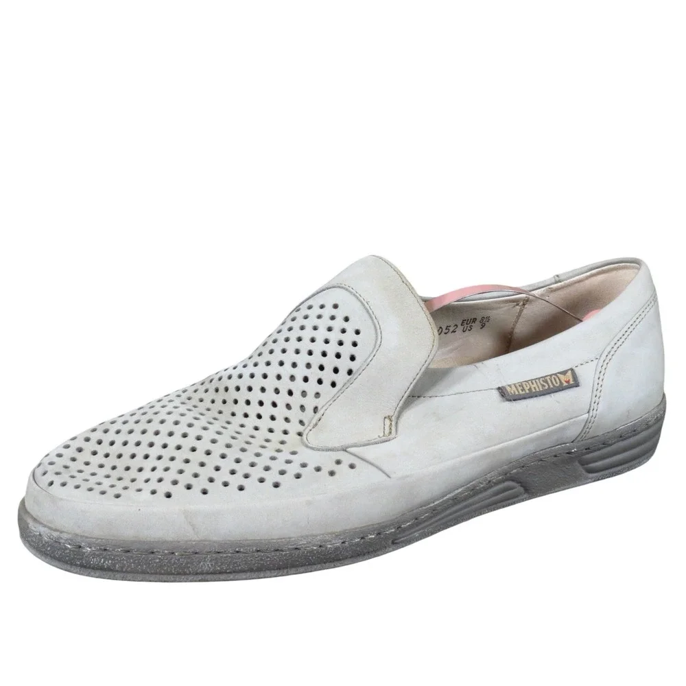 Mephisto Tiago Air Jet Mens 9 Alabaster Leather‎ Perforated Loafers Comfort